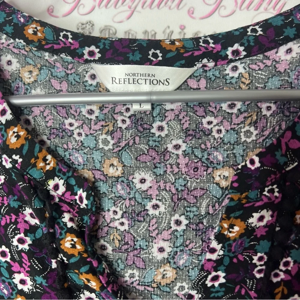 Northern Reflections tank top floral Black Ruffled Sleeveless Blouse - Picture 4 of 7